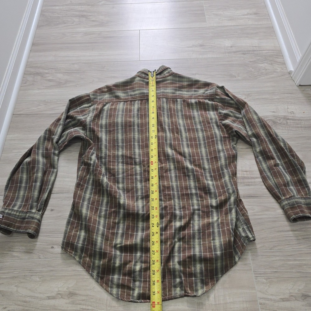 Woolrich Flannel Shirt Mens Large Button Up Long Sleeve Brown Plaid - Picture 14 of 14